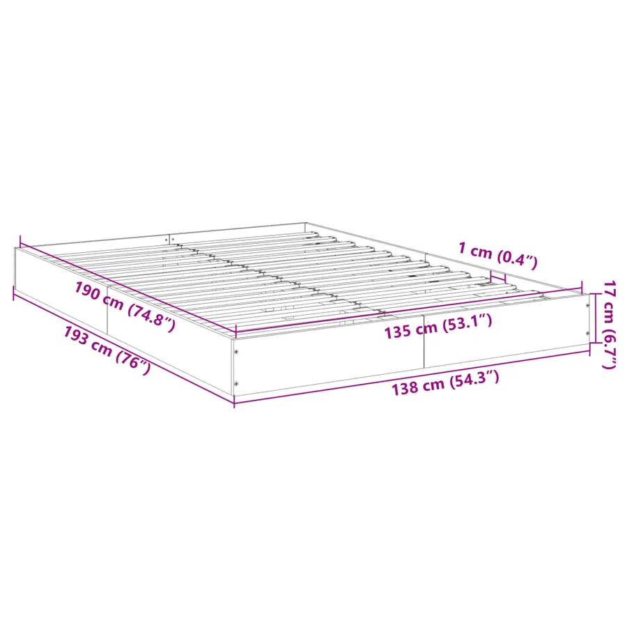 Cadre de lit sans matelas blanc 135x190 cm bois d'ingénierie - 10
