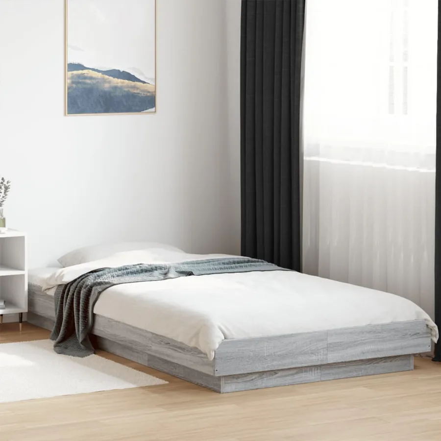 Cadre de lit sans matelas sonoma gris 75x190 cm