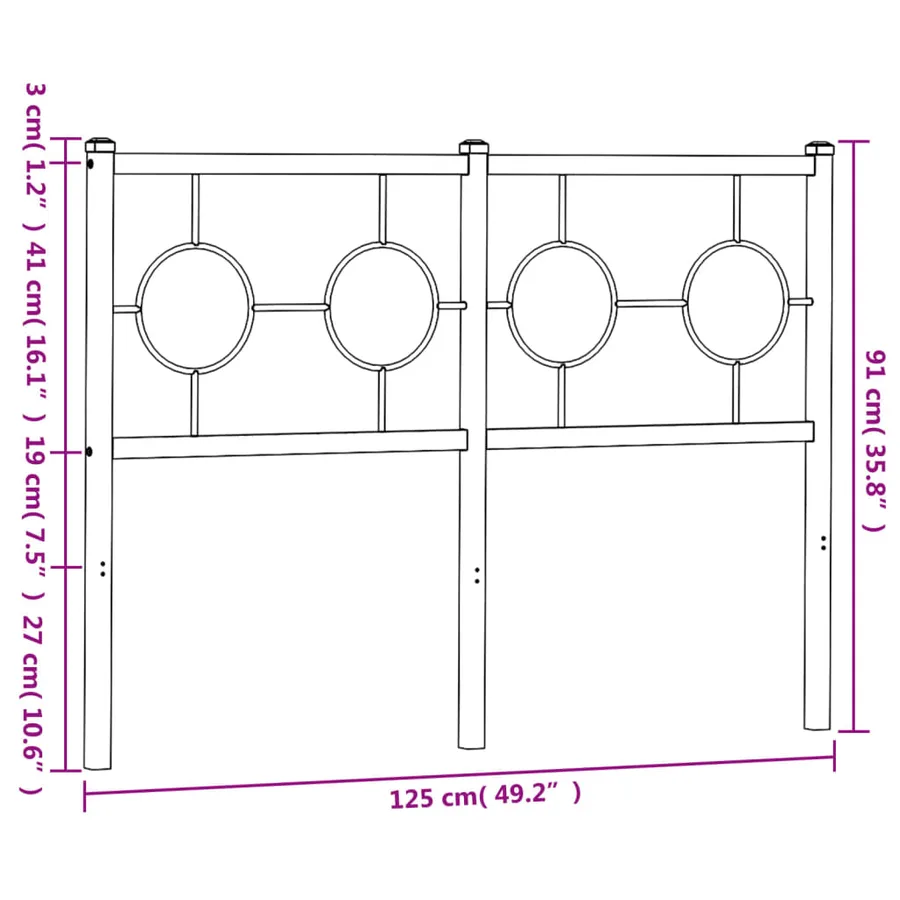 Tête de lit de remplacement métal noir 120 cm - 7
