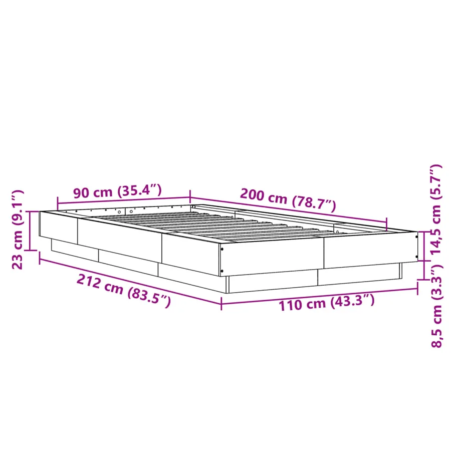 Cadre de lit sans matelas blanc 90x200 cm - 10