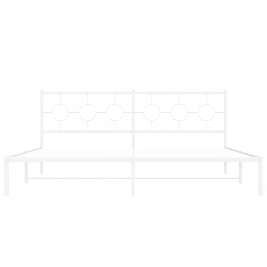 Cadre de lit métal sans matelas et tête de lit blanc 193x203 cm - 5
