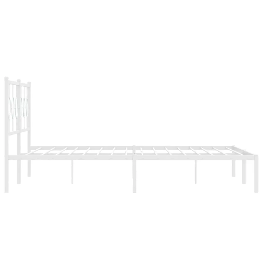 Cadre de lit métal sans matelas et tête de lit blanc 193x203 cm - 6