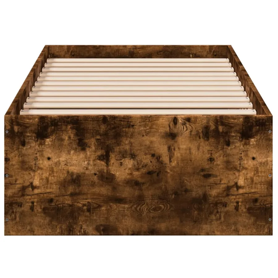 Cadre de lit sans matelas chêne fumé 75x190cm bois d'ingénierie - 4