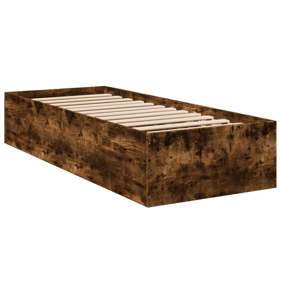 Cadre de lit sans matelas chêne fumé 75x190cm bois d'ingénierie - 6