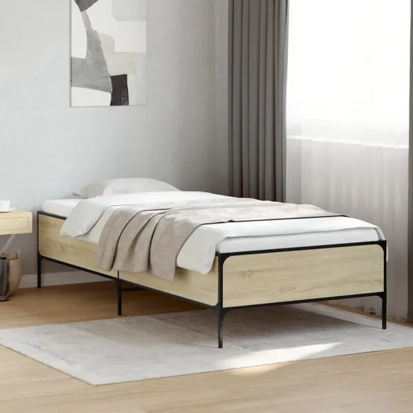 Cadre de lit sans matelas chêne sonoma 90x190 cm