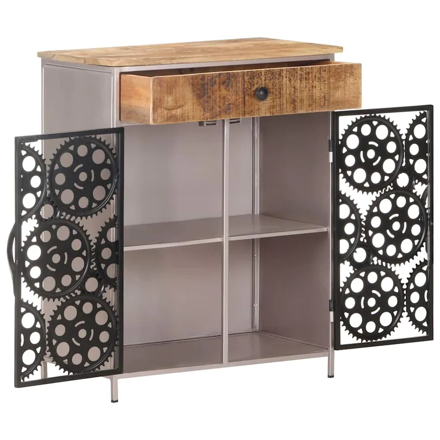 Buffet 60x35x75 cm Bois de manguier brut et fer - 4