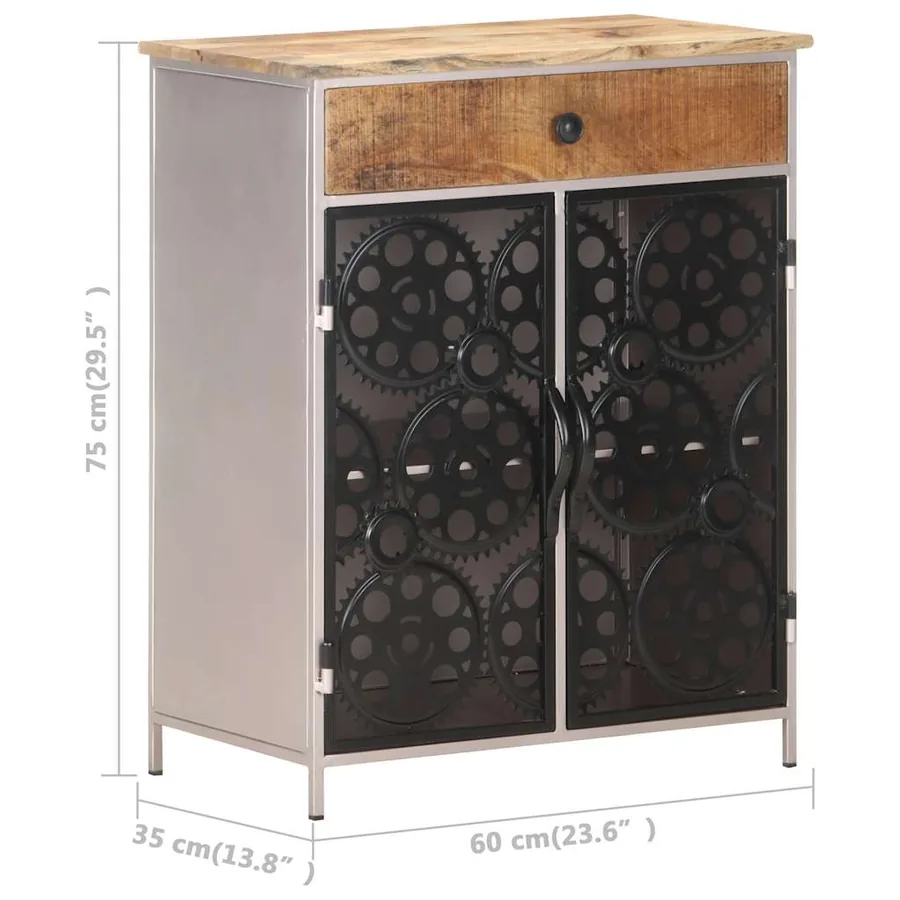 Buffet 60x35x75 cm Bois de manguier brut et fer - 7