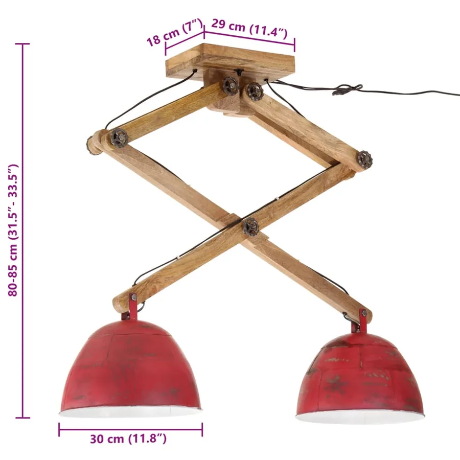 Plafonnier 25 W rouge délavé 29x18x85 cm E27 - 8