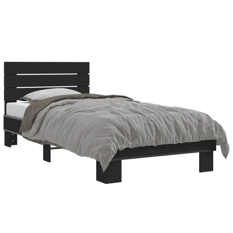 Cadre de lit sans matelas noir 90x200 cm - 2