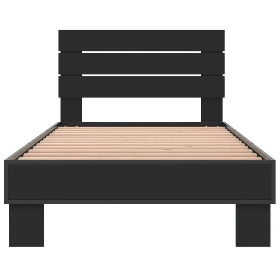 Cadre de lit sans matelas noir 90x200 cm - 4