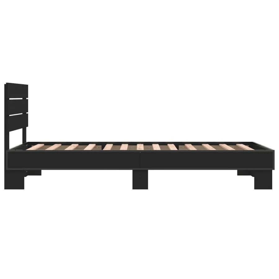 Cadre de lit sans matelas noir 90x200 cm - 5