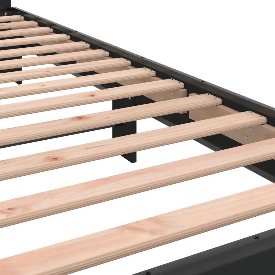 Cadre de lit sans matelas noir 90x200 cm - 7