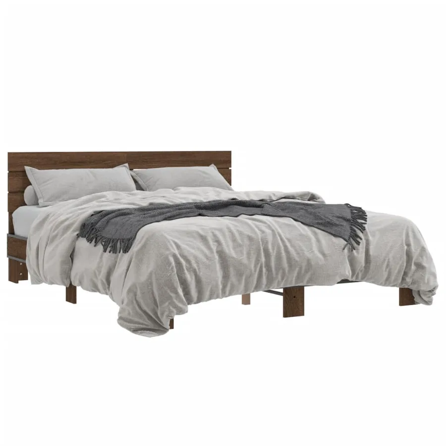 Cadre de lit sans matelas chêne marron 150x200 cm - 2