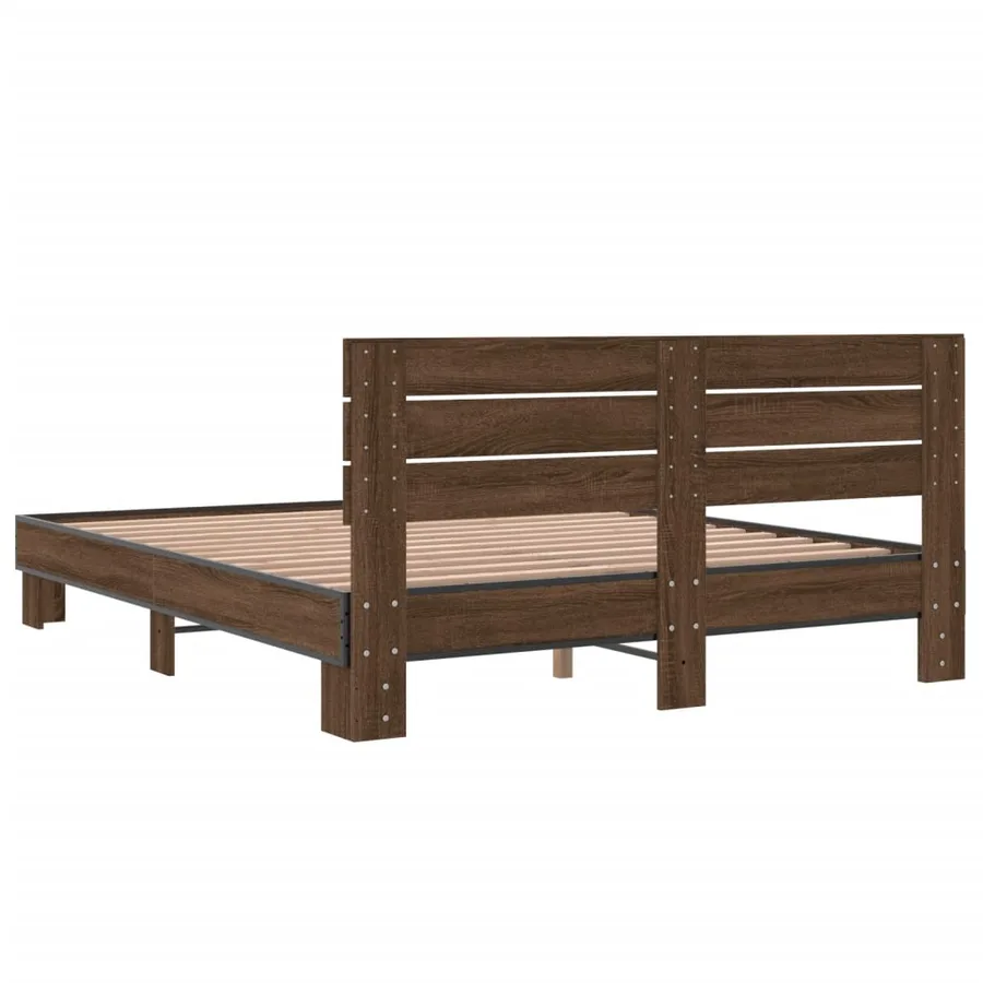 Cadre de lit sans matelas chêne marron 150x200 cm - 6