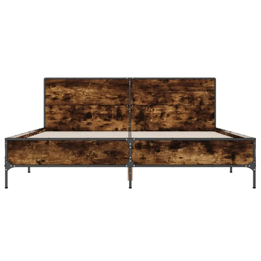 Cadre de lit sans matelas chêne fumé 135x190 cm - 4