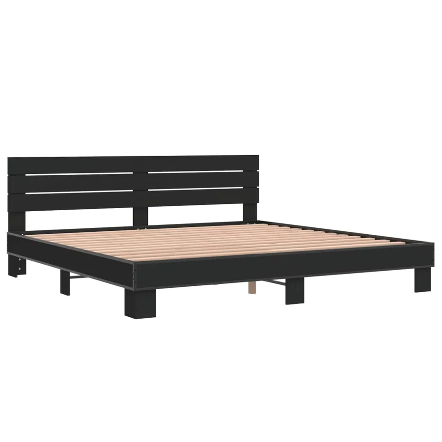 Cadre de lit sans matelas noir 200x200 cm - 3