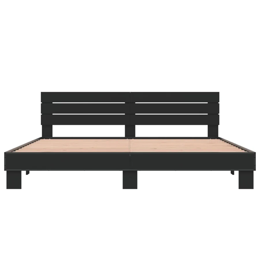 Cadre de lit sans matelas noir 200x200 cm - 4