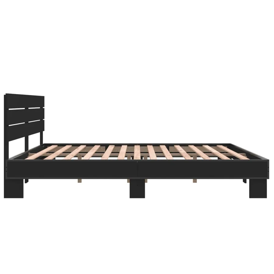 Cadre de lit sans matelas noir 200x200 cm - 5