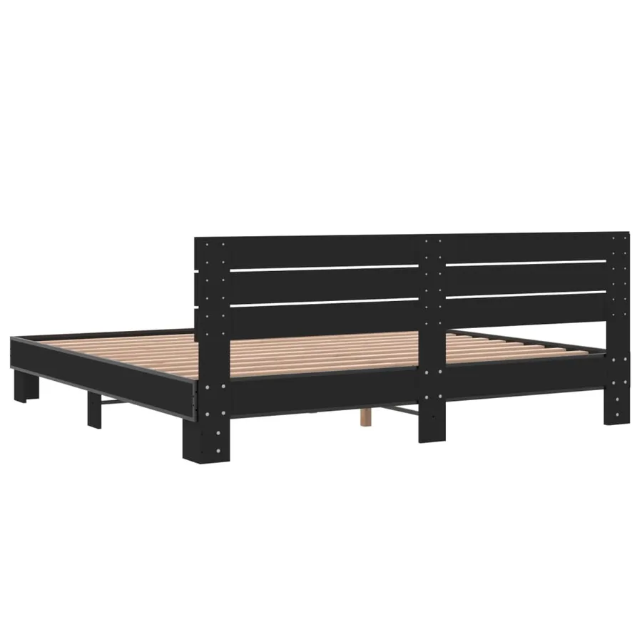 Cadre de lit sans matelas noir 200x200 cm - 6