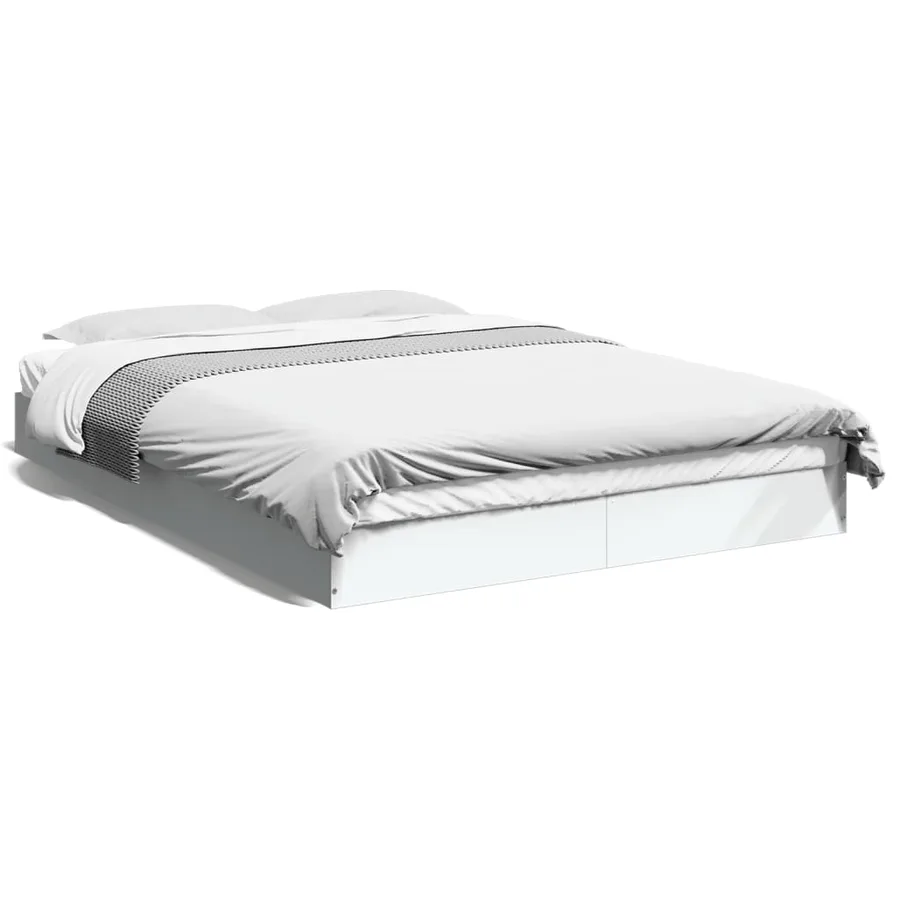 Cadre de lit sans matelas blanc 140x200 cm bois d'ingénierie - 2