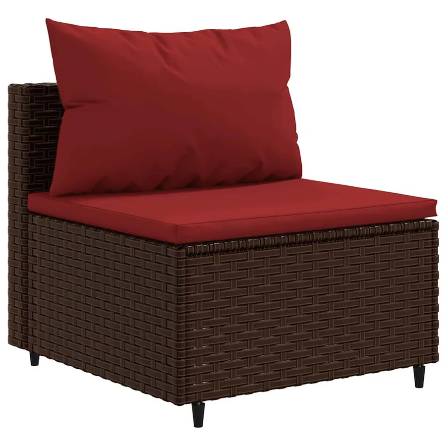 Salon de jardin 6 pcs avec coussins Marron Résine tressée - 4