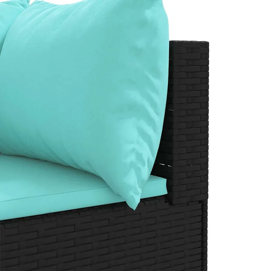 Salon de jardin 5 pcs avec coussins Noir Résine tressée - 7