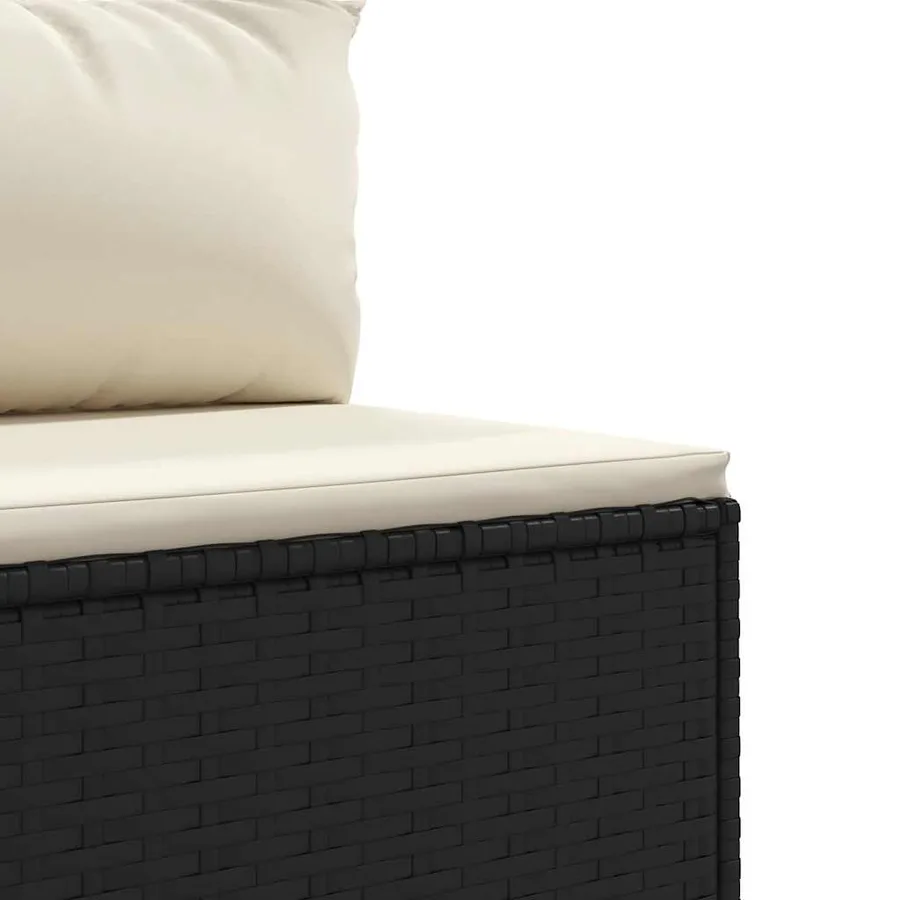 Salon de jardin 6 pcs avec coussins Noir Résine tressée - 5
