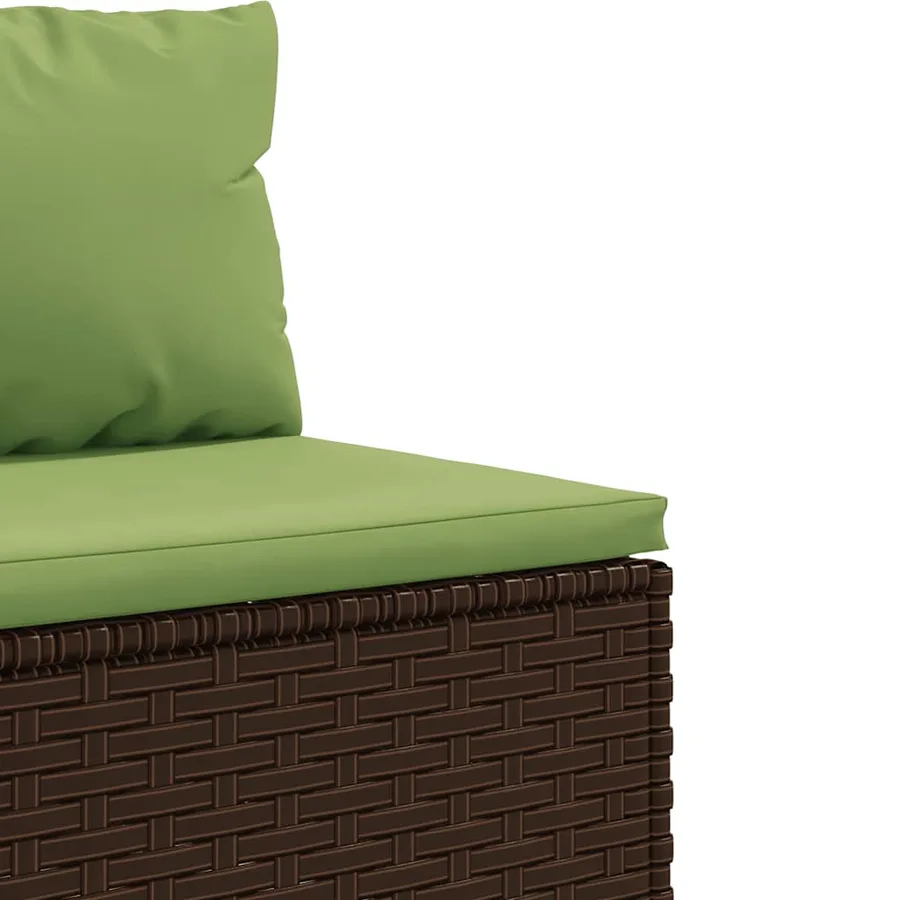 Salon de jardin 6 pcs avec coussins Marron Résine tressée - 7