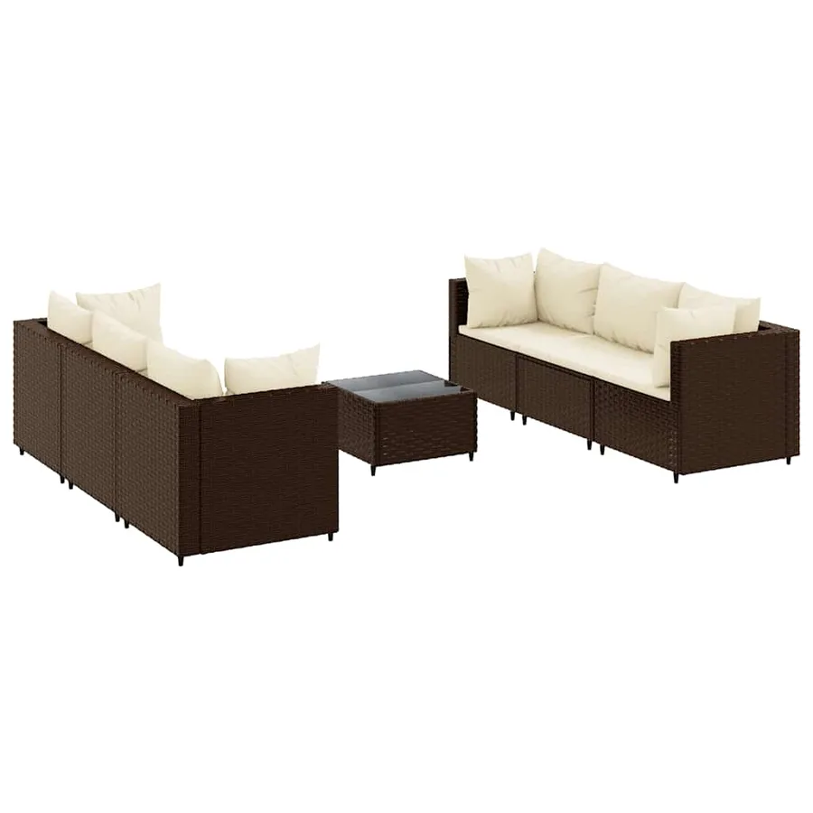 Salon de jardin avec coussins 7 pcs marron résine tressée - 2