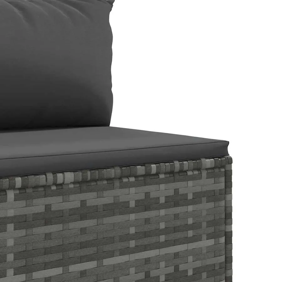 Salon de jardin 7 pcs avec coussins Gris Résine tressée - 8