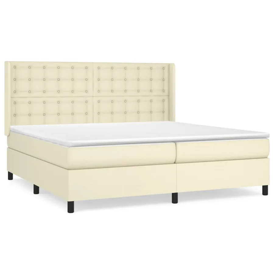 Sommier à lattes de lit avec matelas Crème 200x200cm Similicuir - 2