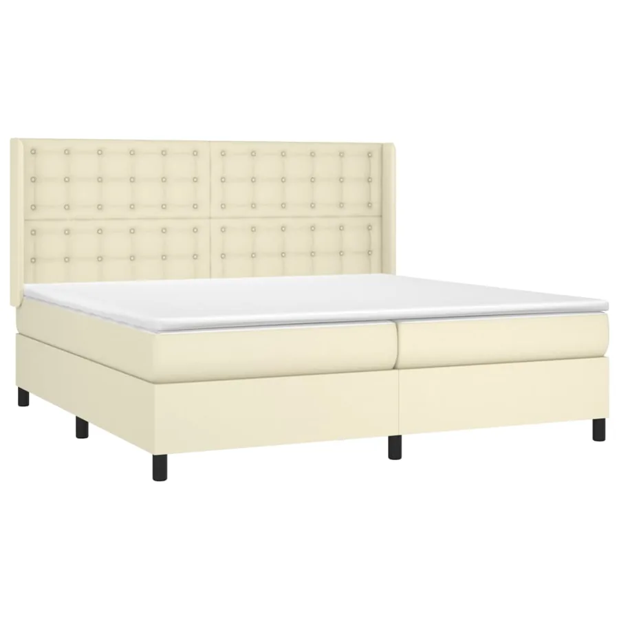 Sommier à lattes de lit avec matelas Crème 200x200cm Similicuir - 3