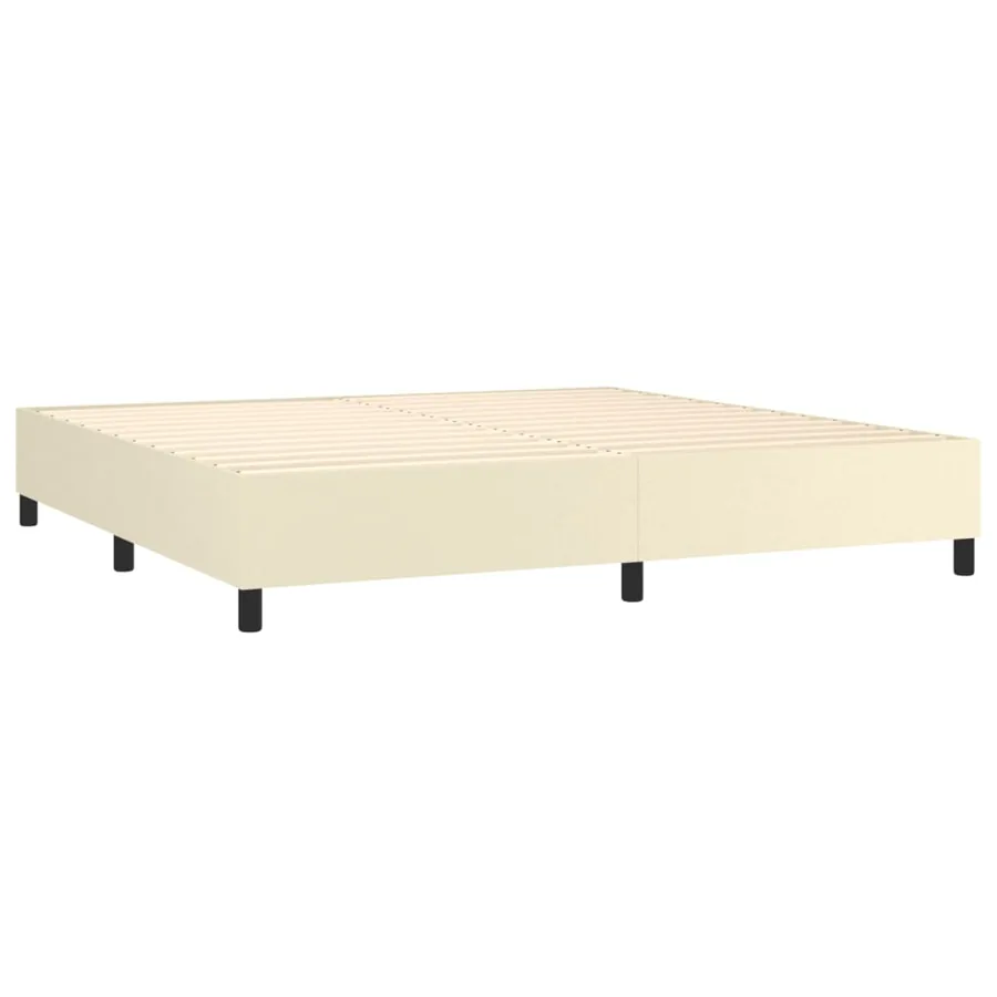 Sommier à lattes de lit avec matelas Crème 200x200cm Similicuir - 4