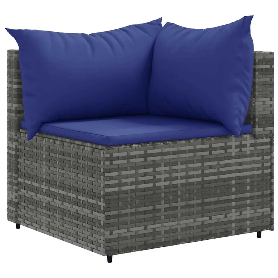 Salon de jardin 8 pcs avec coussins Gris Résine tressée - 3