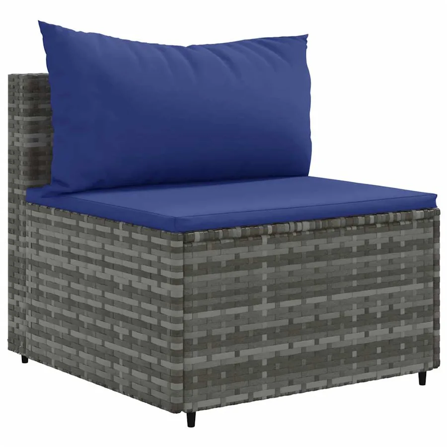 Salon de jardin 8 pcs avec coussins Gris Résine tressée - 4