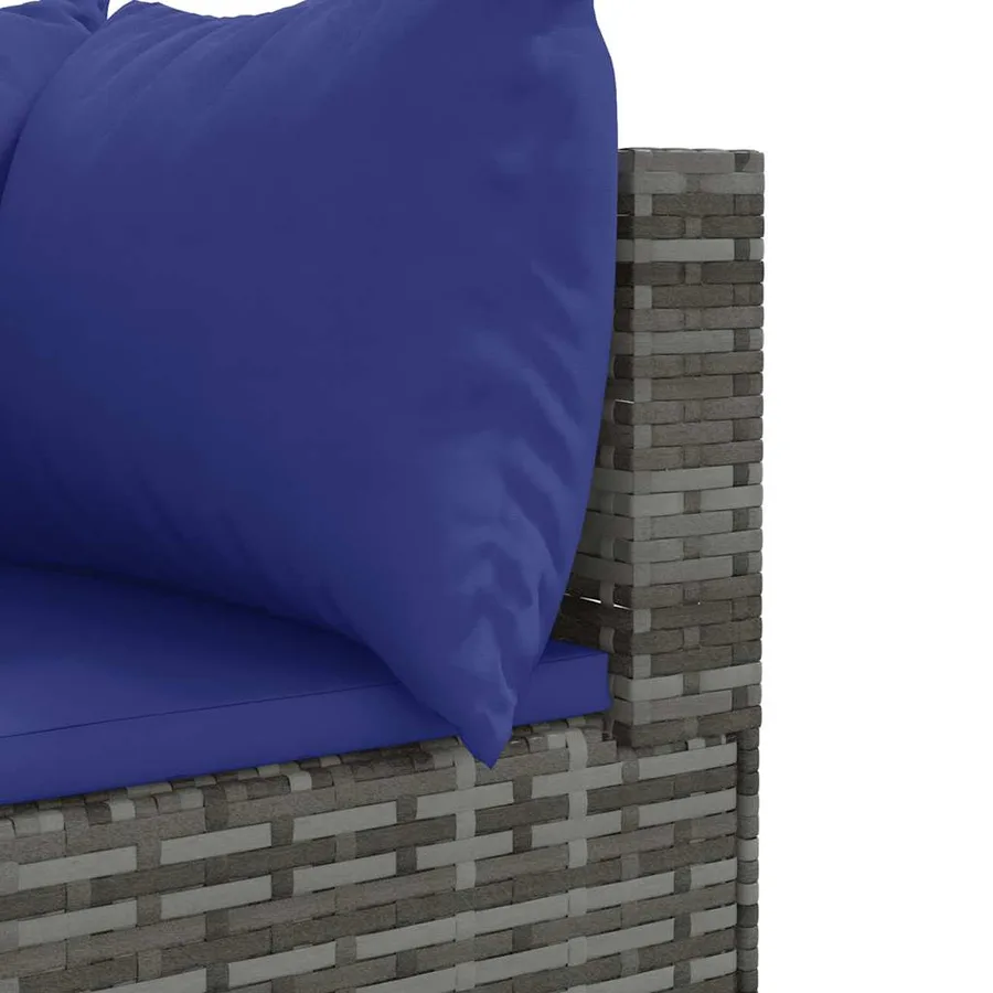 Salon de jardin 8 pcs avec coussins Gris Résine tressée - 9