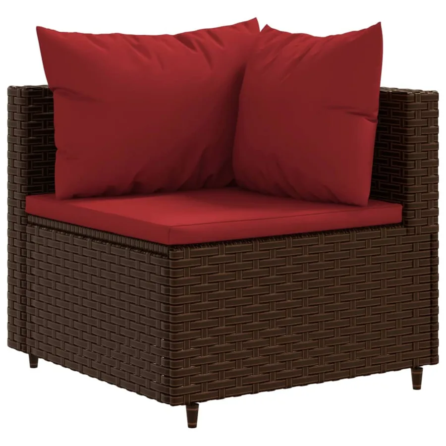 Salon de jardin 10 pcs avec coussins marron résine tressée - 3