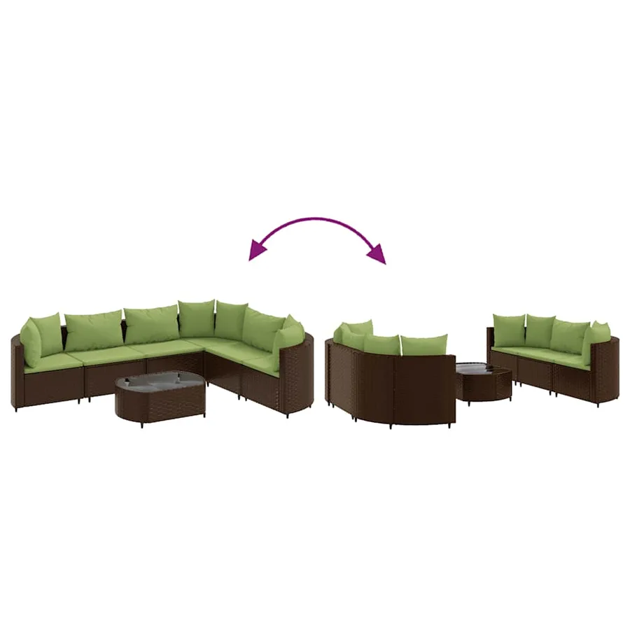 Salon de jardin avec coussins 7 pcs marron résine tressée - 6