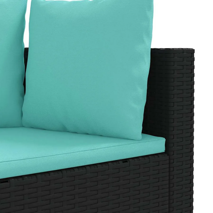 Salon de jardin 6 pcs avec coussins noir résine tressée - 7