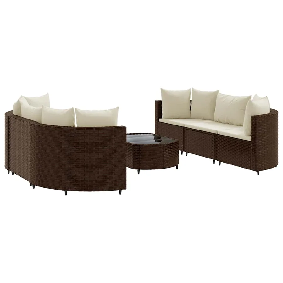 Salon de jardin avec coussins 7 pcs marron résine tressée - 2