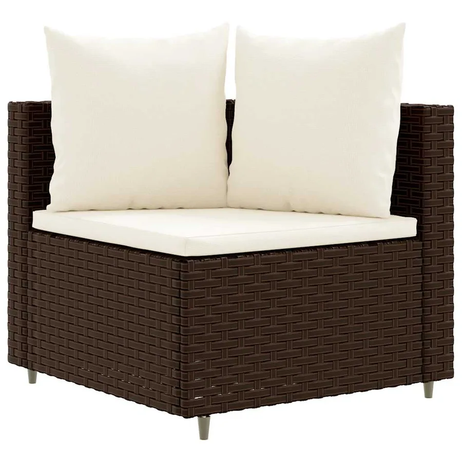 Salon de jardin avec coussins 7 pcs marron résine tressée - 3