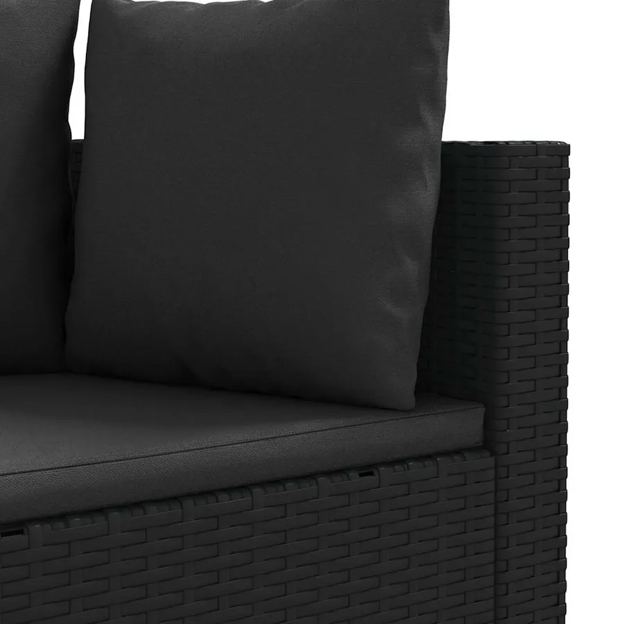 Salon de jardin 6 pcs avec coussins noir résine tressée - 7