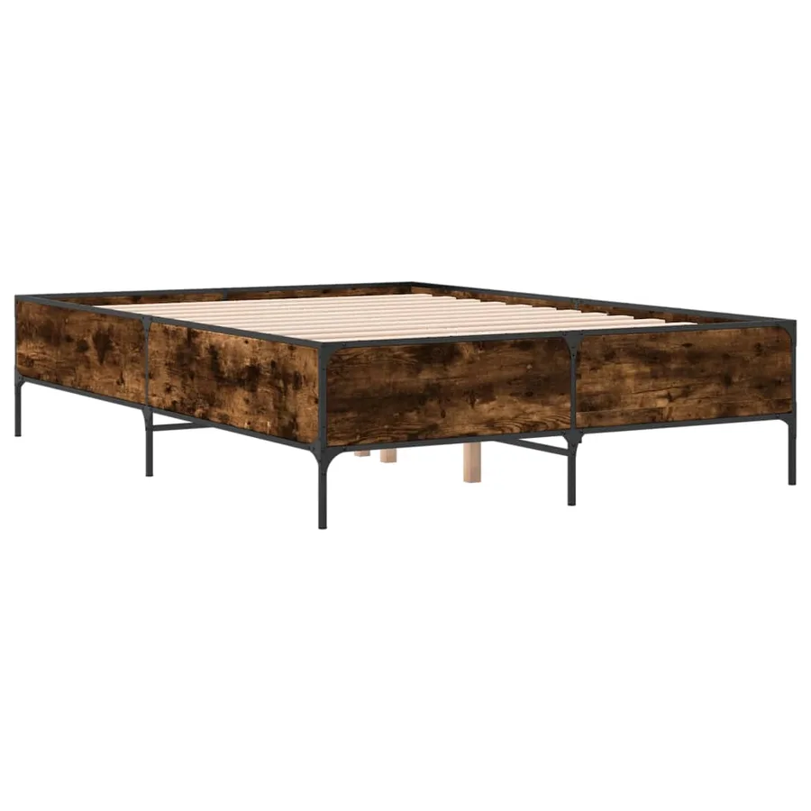 Cadre de lit sans matelas chêne fumé 160x200 cm - 3