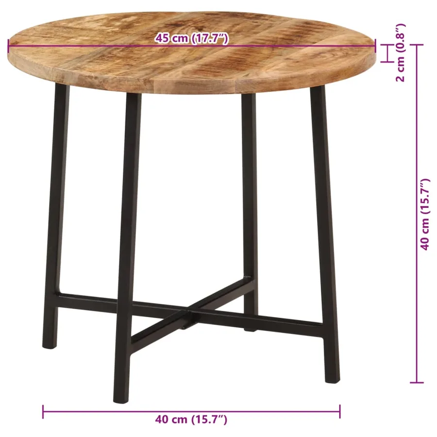 Table basse 45x45x40 cm bois de manguier solide et fer - 9