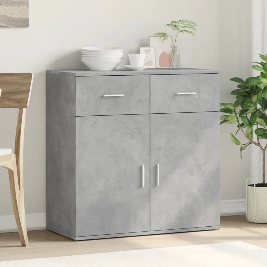 Buffet gris béton 79x38x80 cm bois d'ingénierie - 3