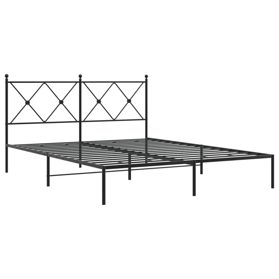 Cadre de lit métal sans matelas et tête de lit noir 160x200 cm - 3