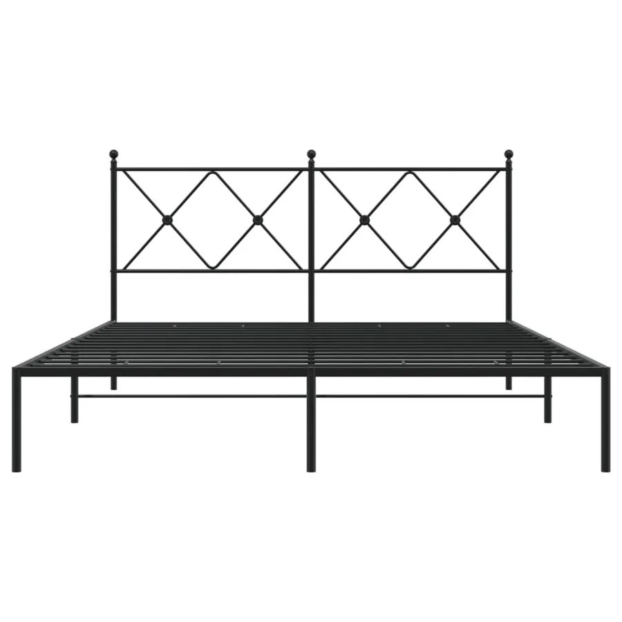 Cadre de lit métal sans matelas et tête de lit noir 160x200 cm - 4