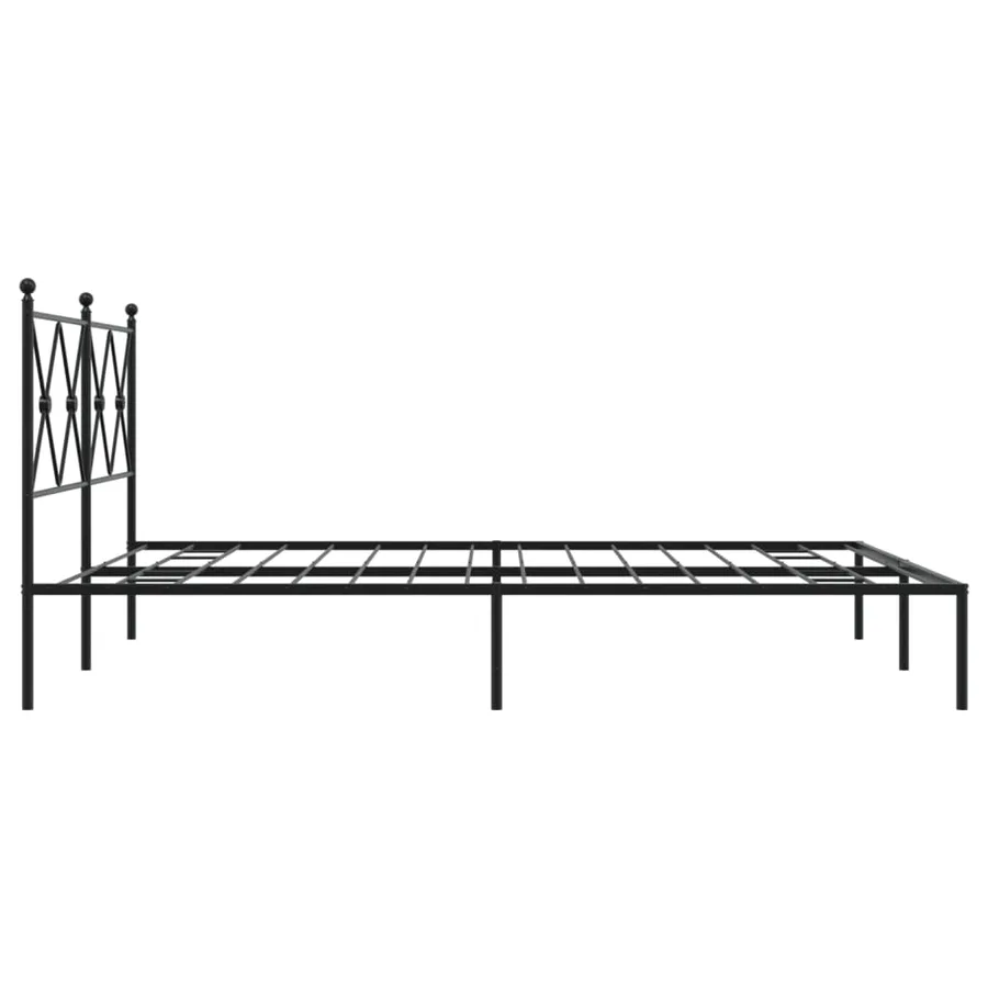 Cadre de lit métal sans matelas et tête de lit noir 160x200 cm - 5