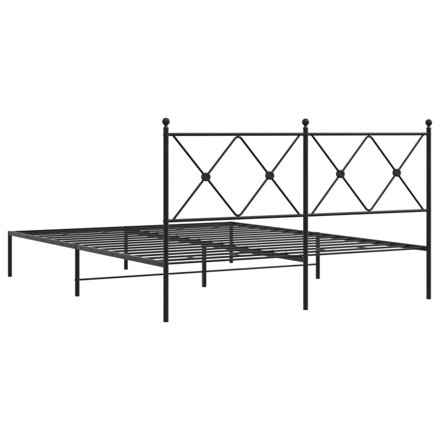 Cadre de lit métal sans matelas et tête de lit noir 160x200 cm - 6
