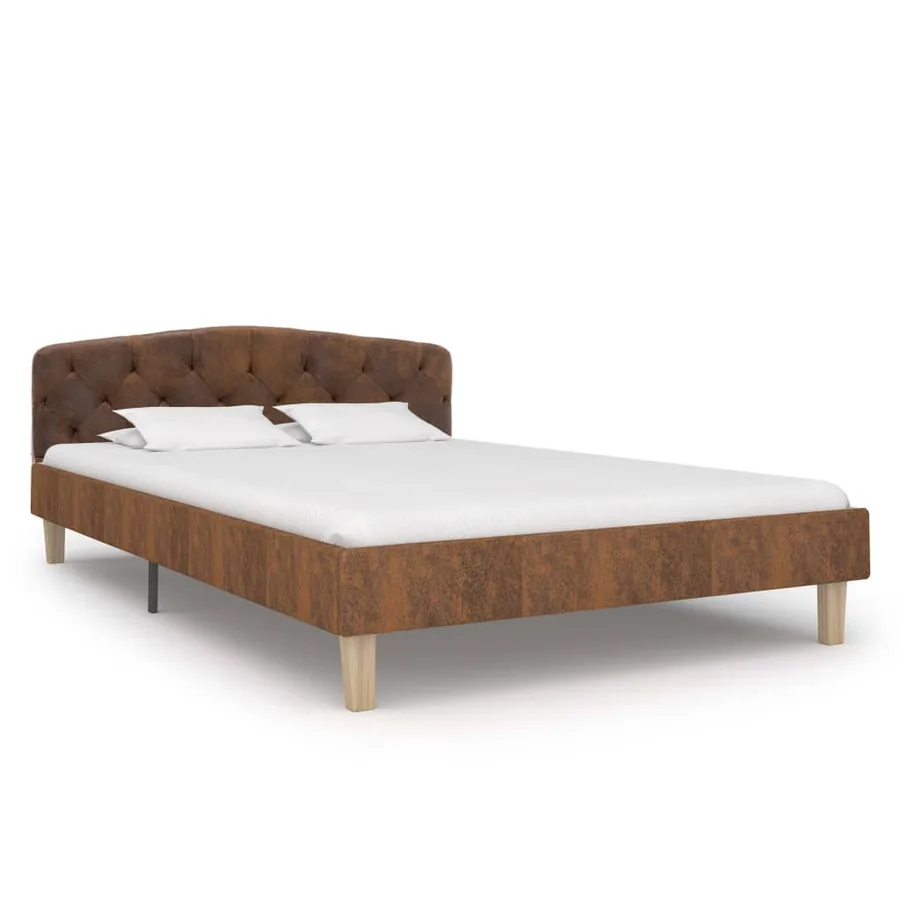 Cadre de lit sans matelas marron similicuir daim 120x200 cm - 2